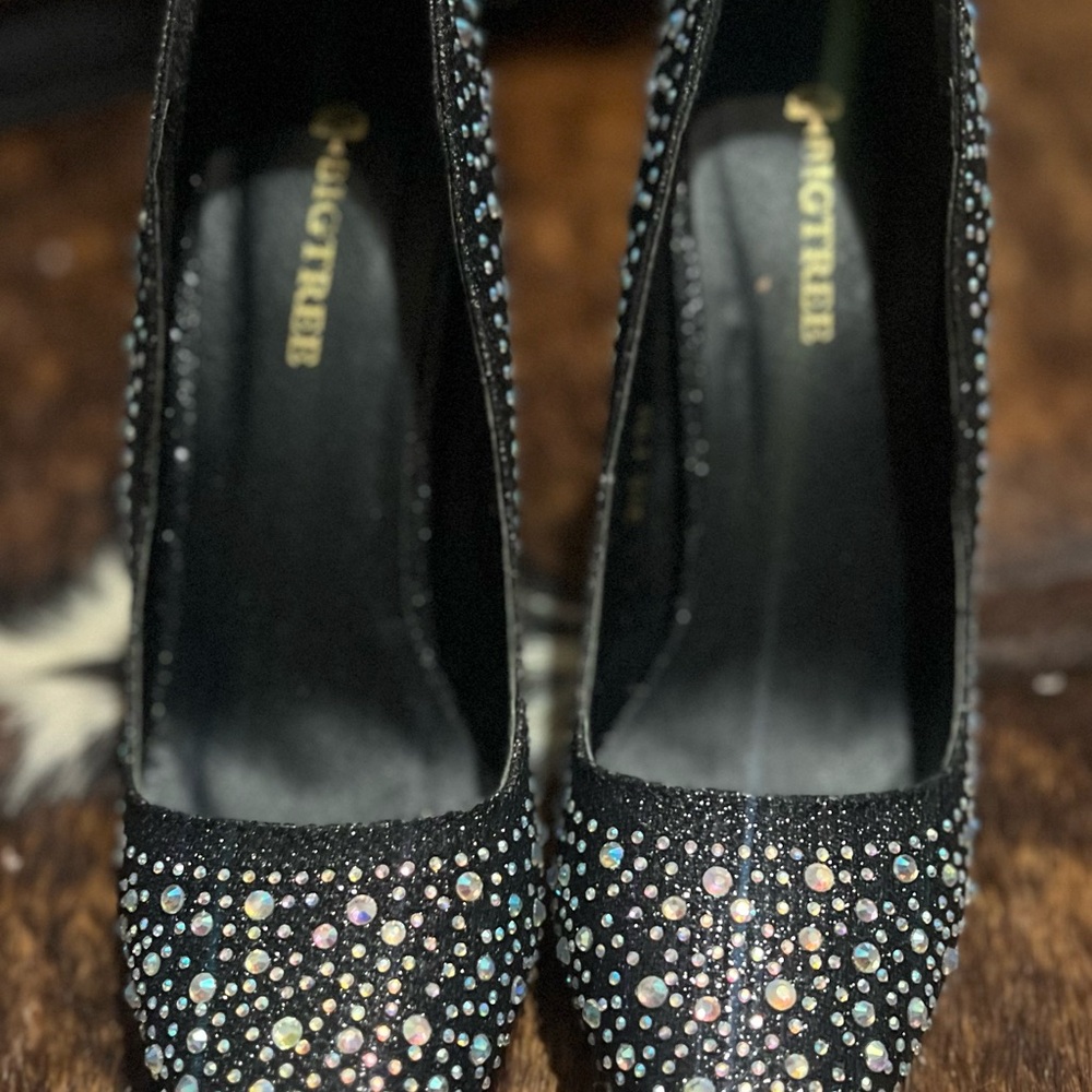 Black Rhinestone Women's Shoes